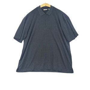 Burma Bibas Navy Blue Modal Check Polo Men's Large